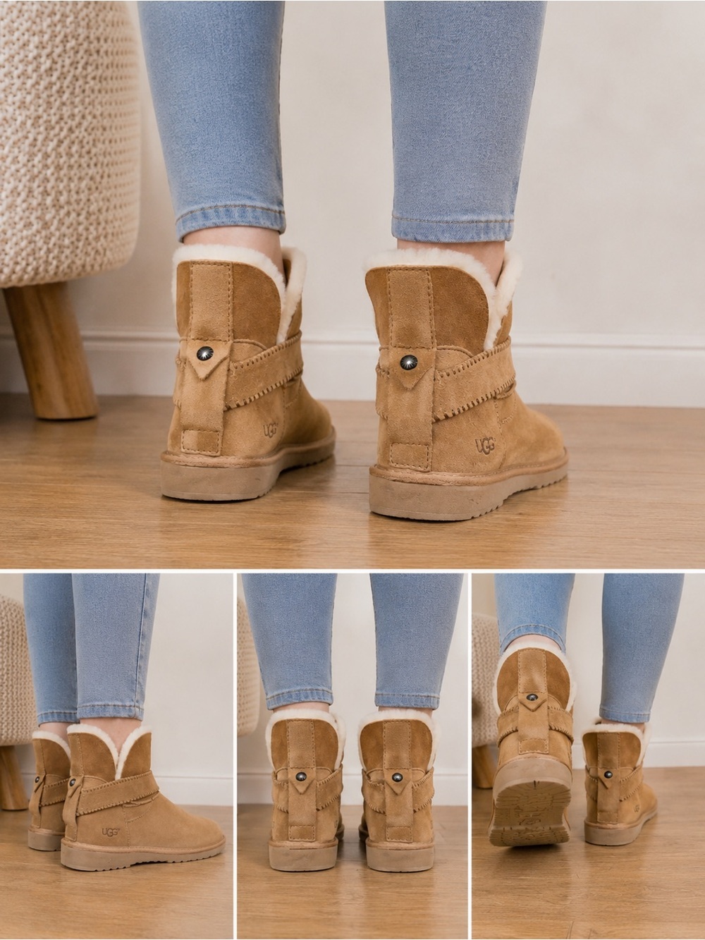 UGG Australia Chestnut Sheepskin Short Ankle Boots Women’s US 8